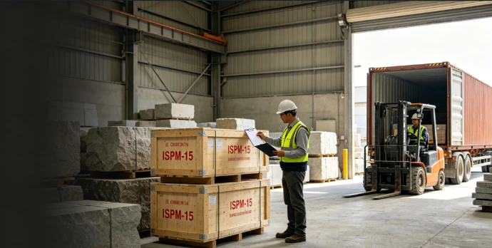 Pre-shipment stone crate packaging inspection and verification