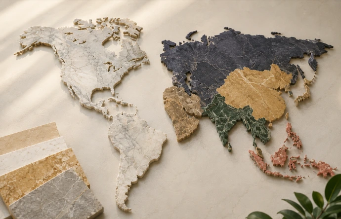 Americas and Asia natural stone global sourcing map