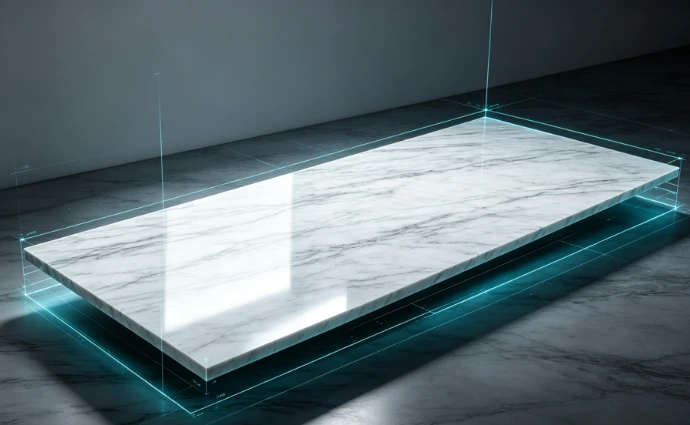 Precision natural stone tile calibration and flatness inspection